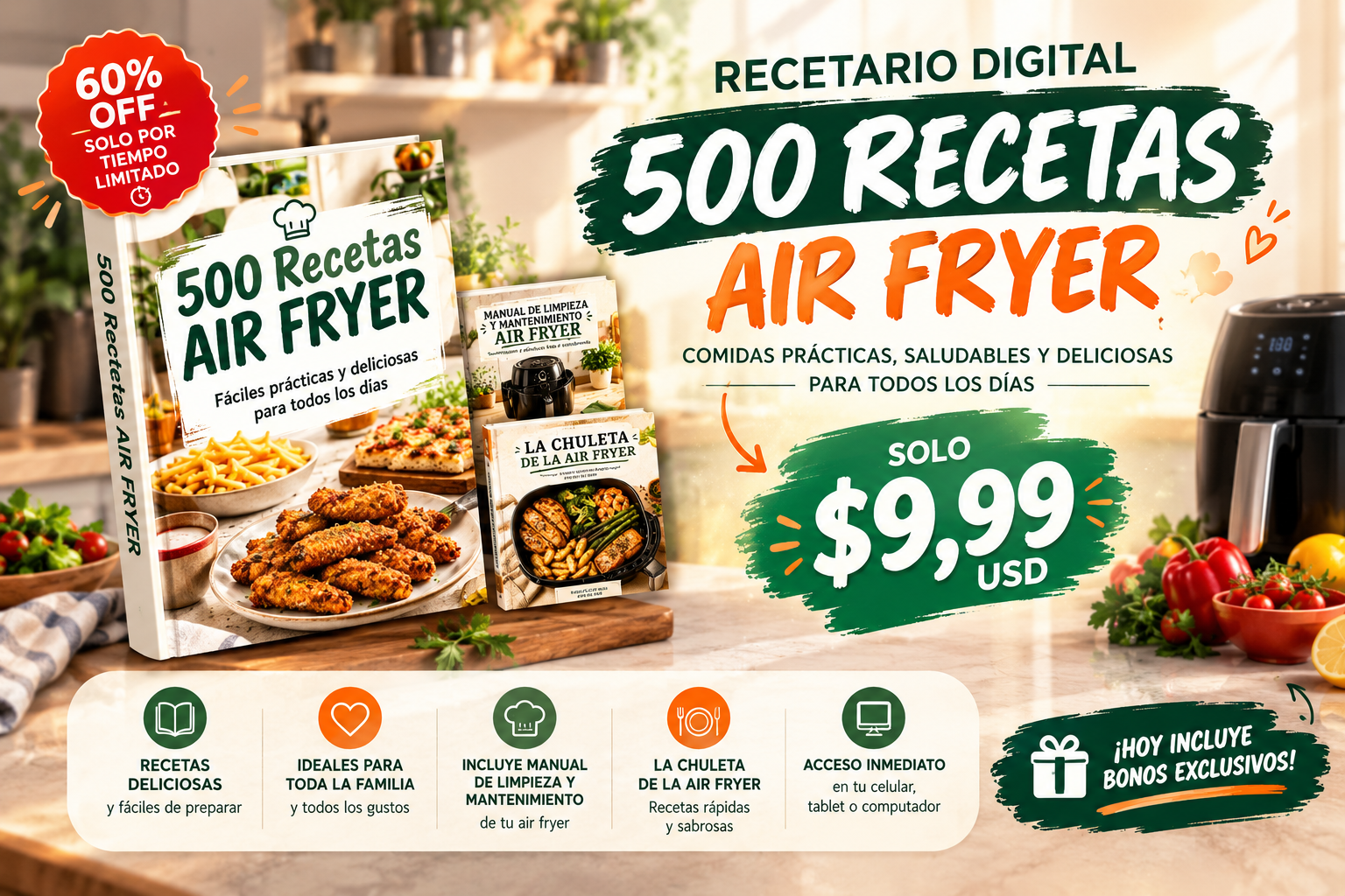 Recetario 500 Recetas Air Fryer